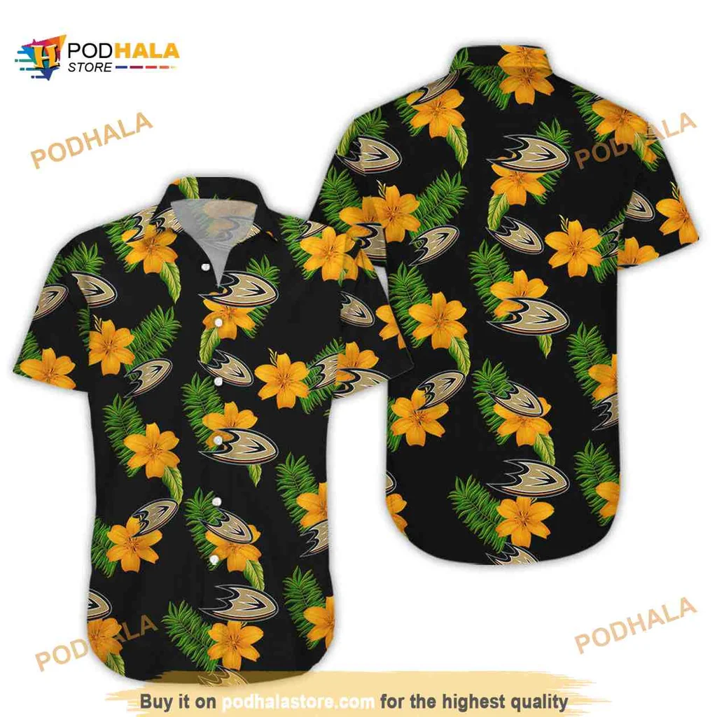 Anaheim Ducks Tropical Hawaiian Shirt With Hibiscus Flowers