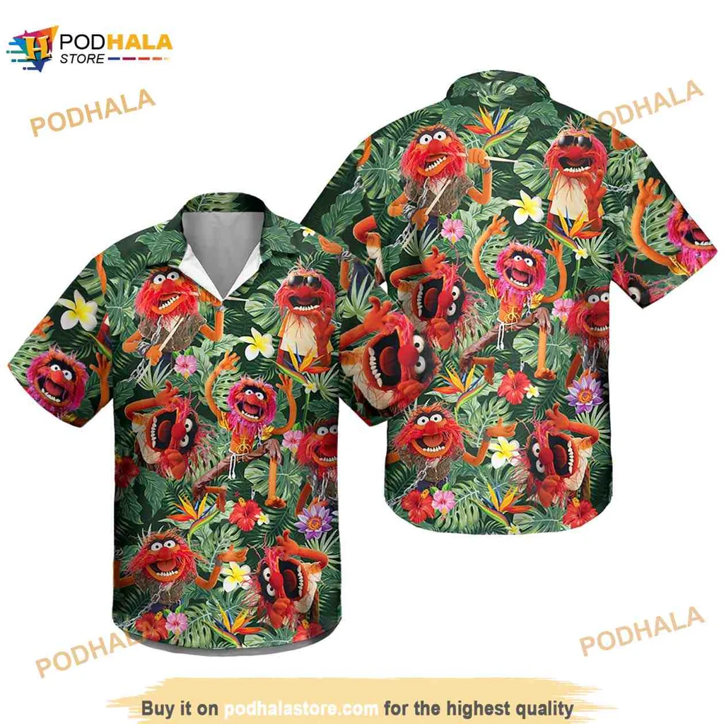 Animal Muppet Hawaiian Shirt With Tropical Design And Playful Poses