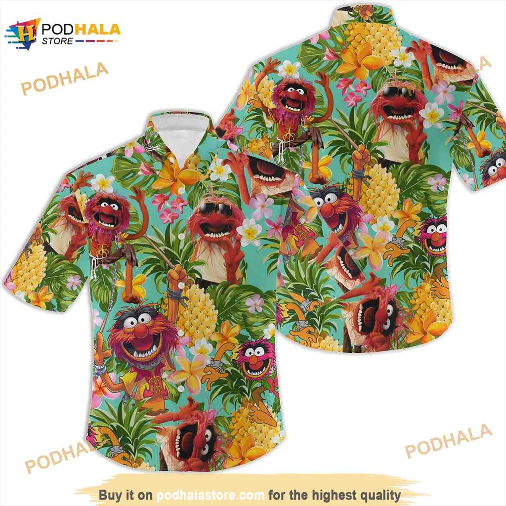 Animal Muppet Tropical Hawaiian Shirt With Pineapples And Lush Foliage