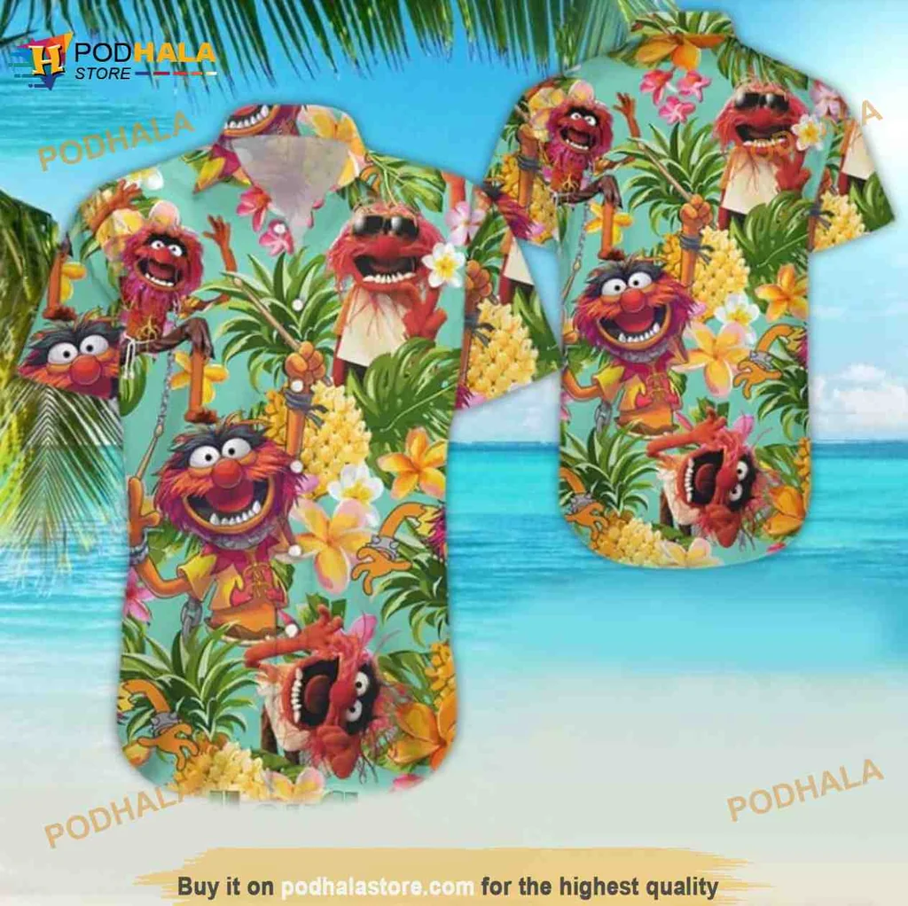 Animal Muppet Tropical Hawaiian Shirt With Vibrant Floral Design