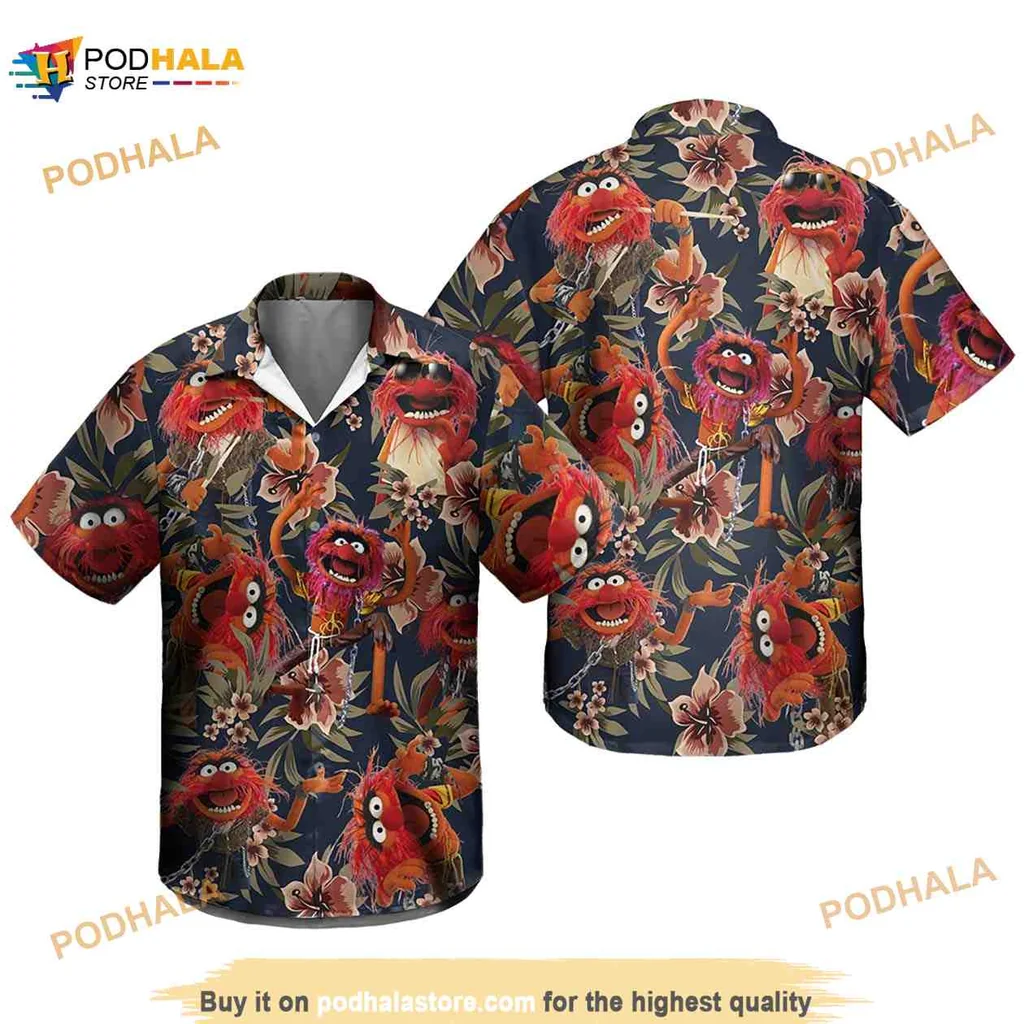 Animal Muppets Hawaiian Shirt Featuring Colorful Tropical Design