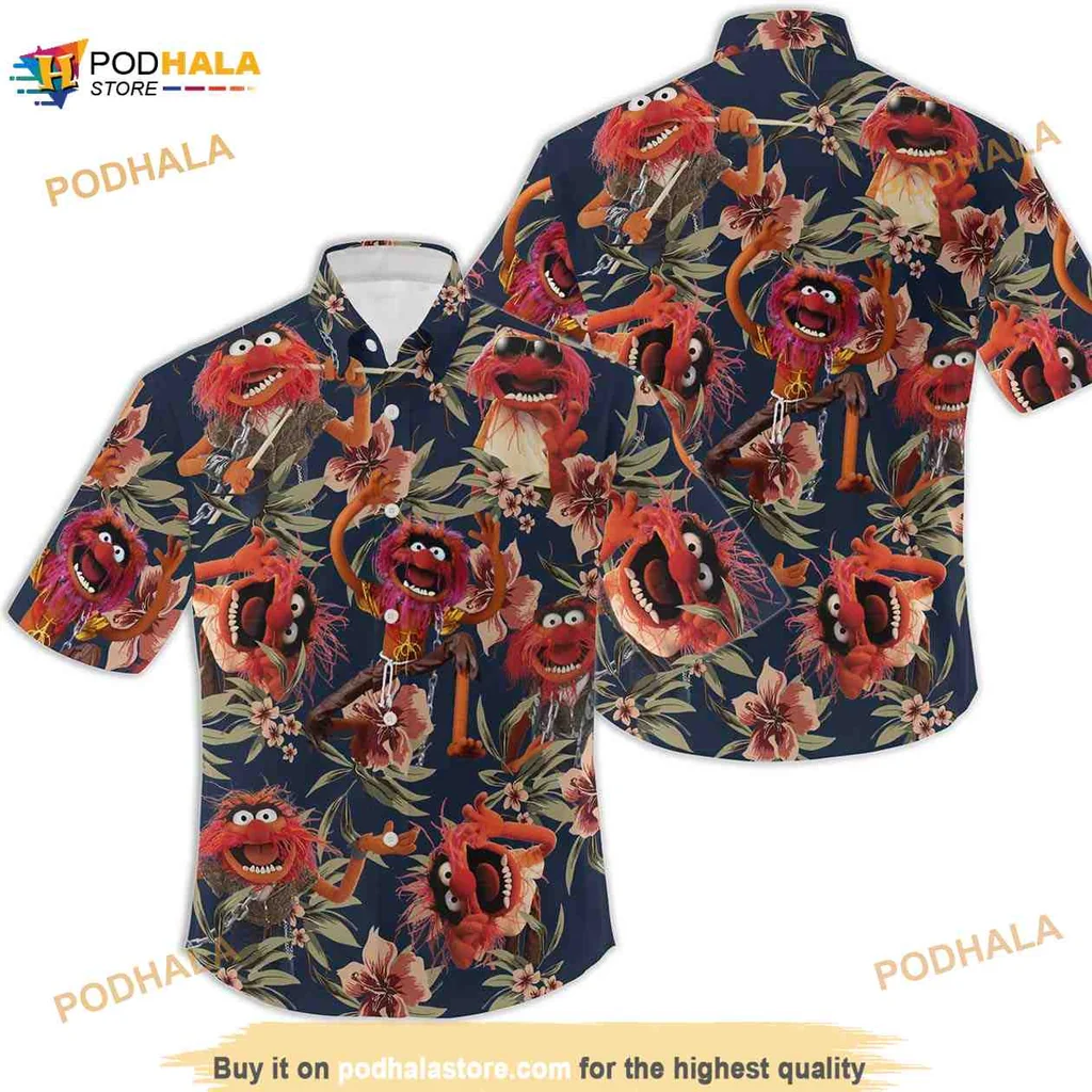 Animal Muppets Hawaiian Shirt With Tropical Floral Design