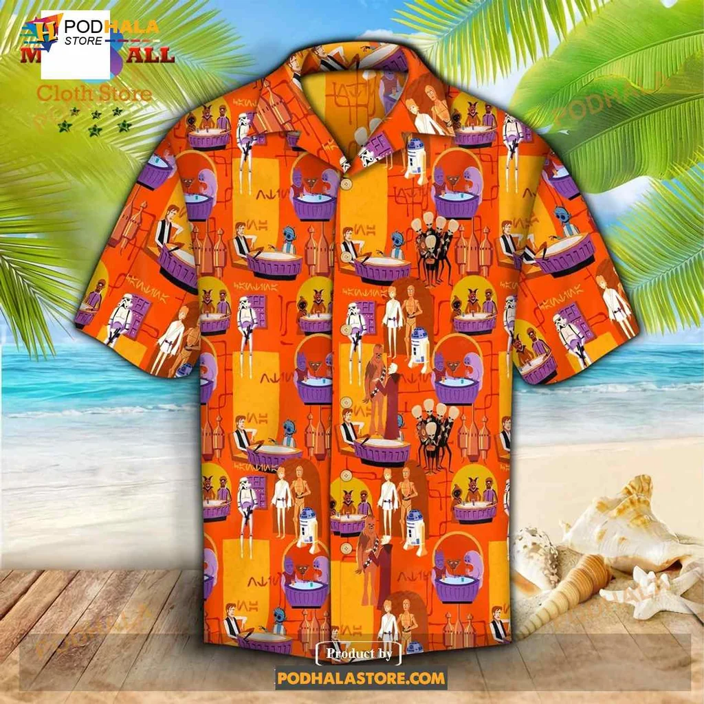 Animated Characters Hawaiian Shirt With Playful Tropical Design