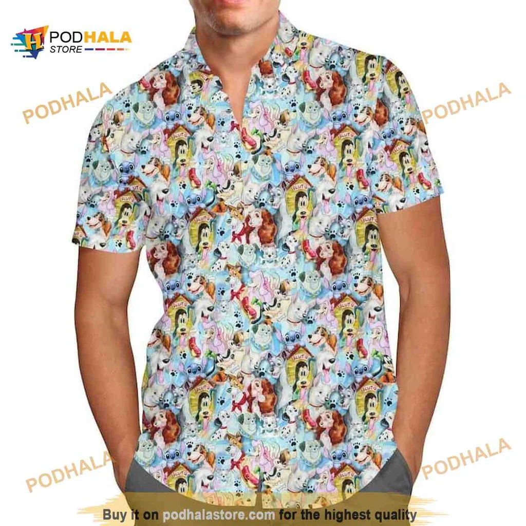 Animated Characters Tropical Aloha Shirt, Colorful Summer Beach Design