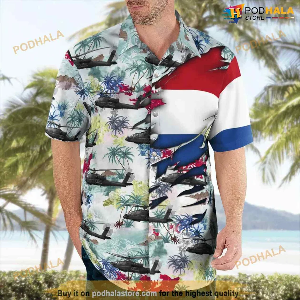 Apache Helicopter Hawaiian Shirt With Tropical Design For Men And Women