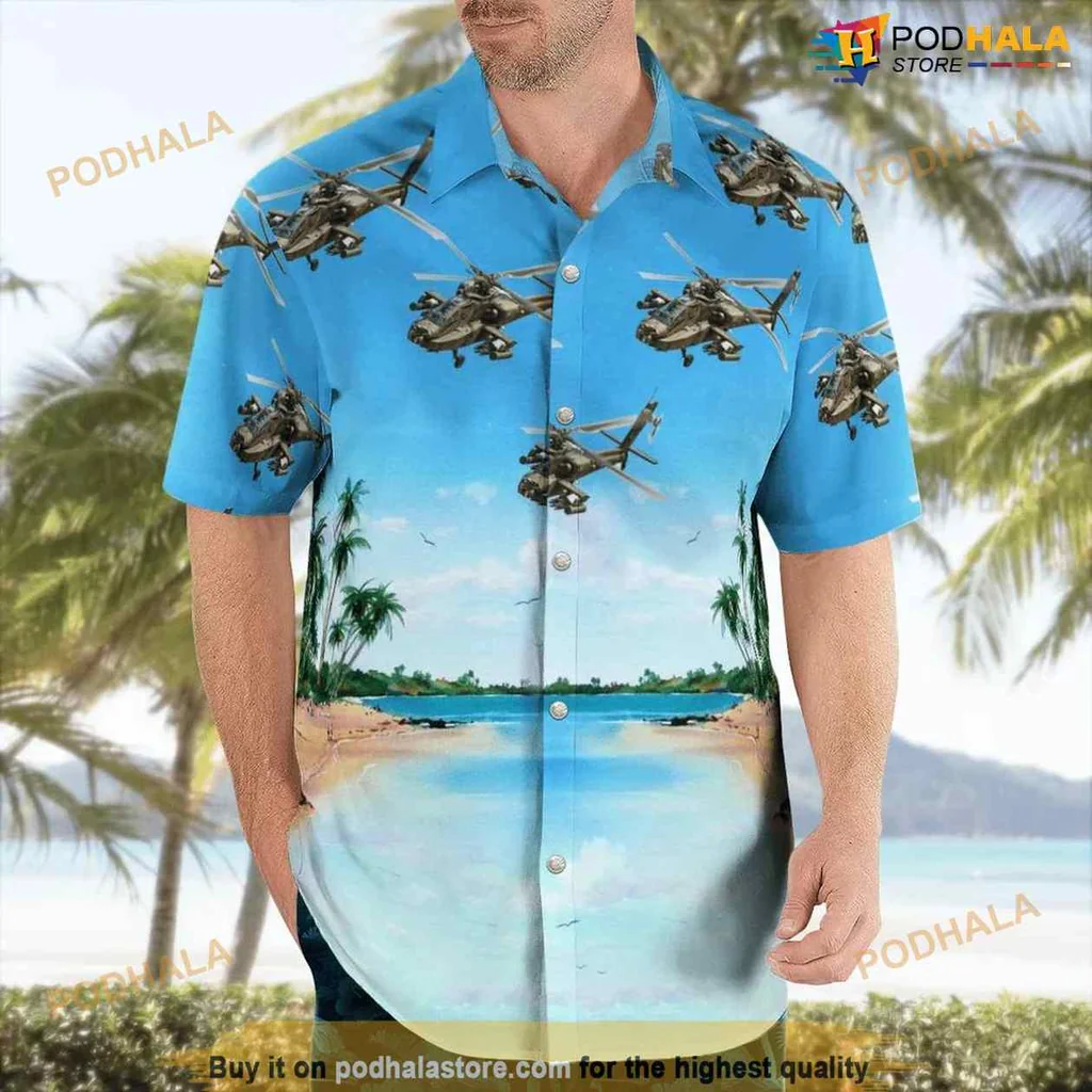 Apache Longbow Hawaiian Shirt With Vibrant Tropical Helicopter Design