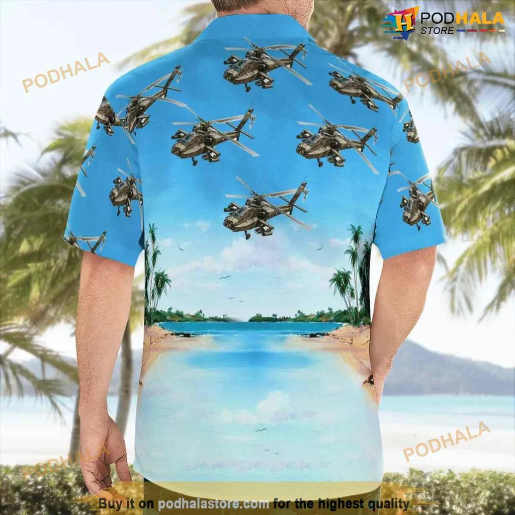 Apache Longbow Aloha Shirt With Vibrant Tropical Helicopter Design Apache Longbow Aloha Shirt With Vibrant Tropical Helicopter Design