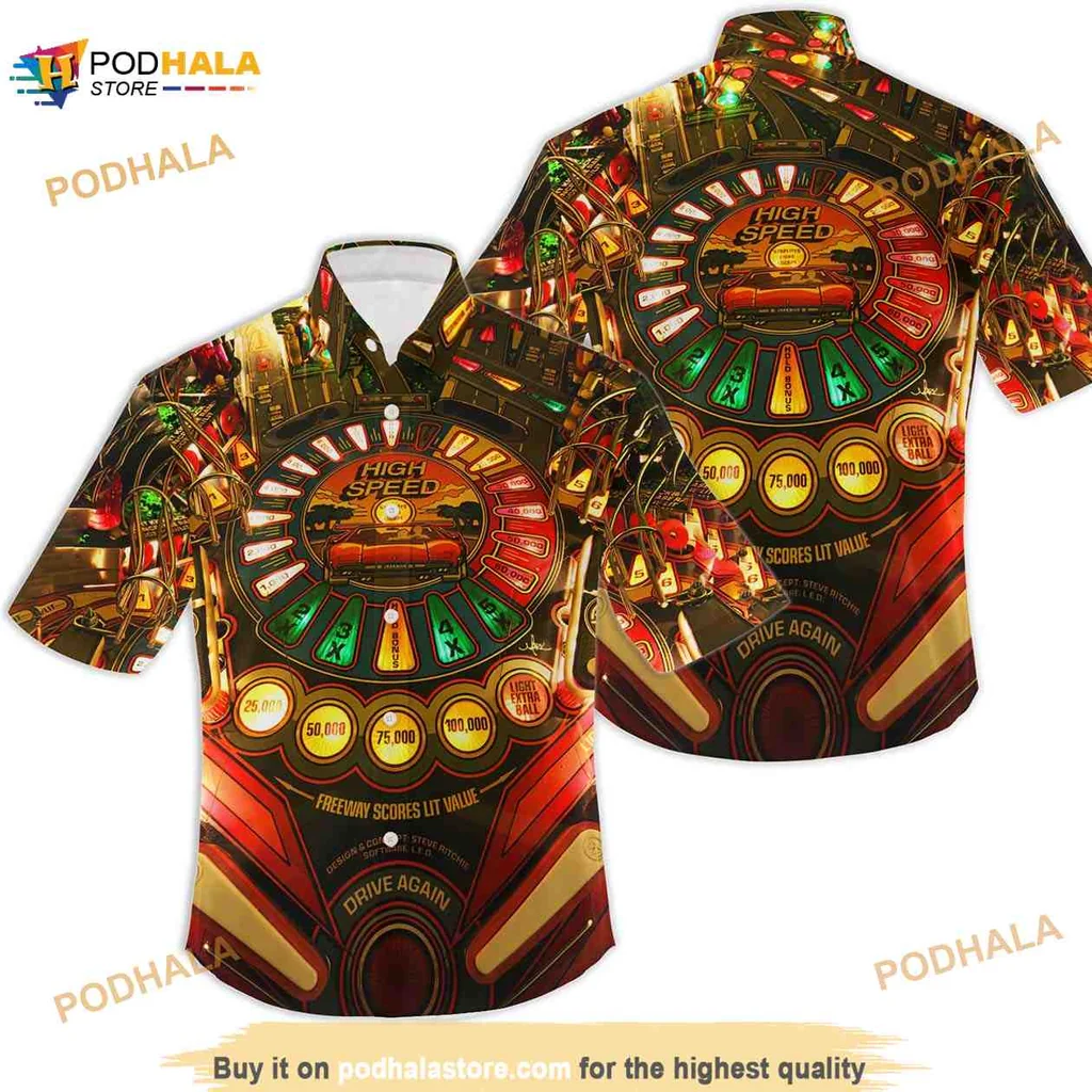 Arcade Game High Speed Aloha Shirt With Colorful Pinball Design