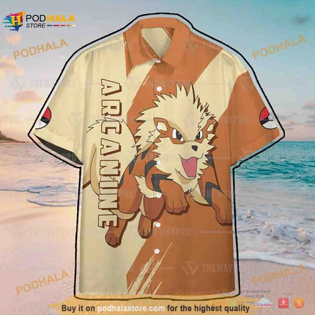 Arcanine Pokemon Aloha Shirt With Playful Design And Bold Colors