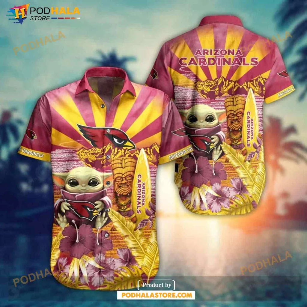 Arizona Cardinals Baby Yoda Hawaiian Shirt With Tropical Design
