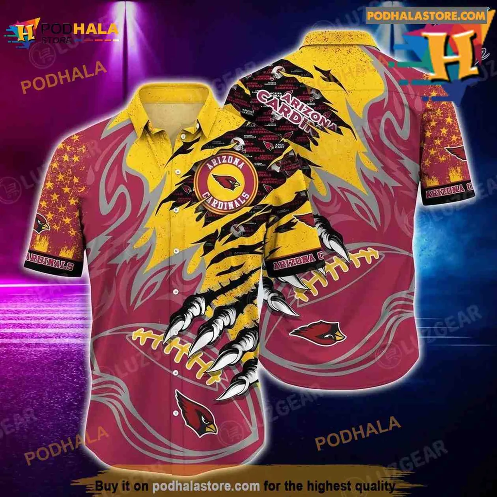 Arizona Cardinals Bear Claw Hawaiian Shirt Featuring Bold Graphic Design