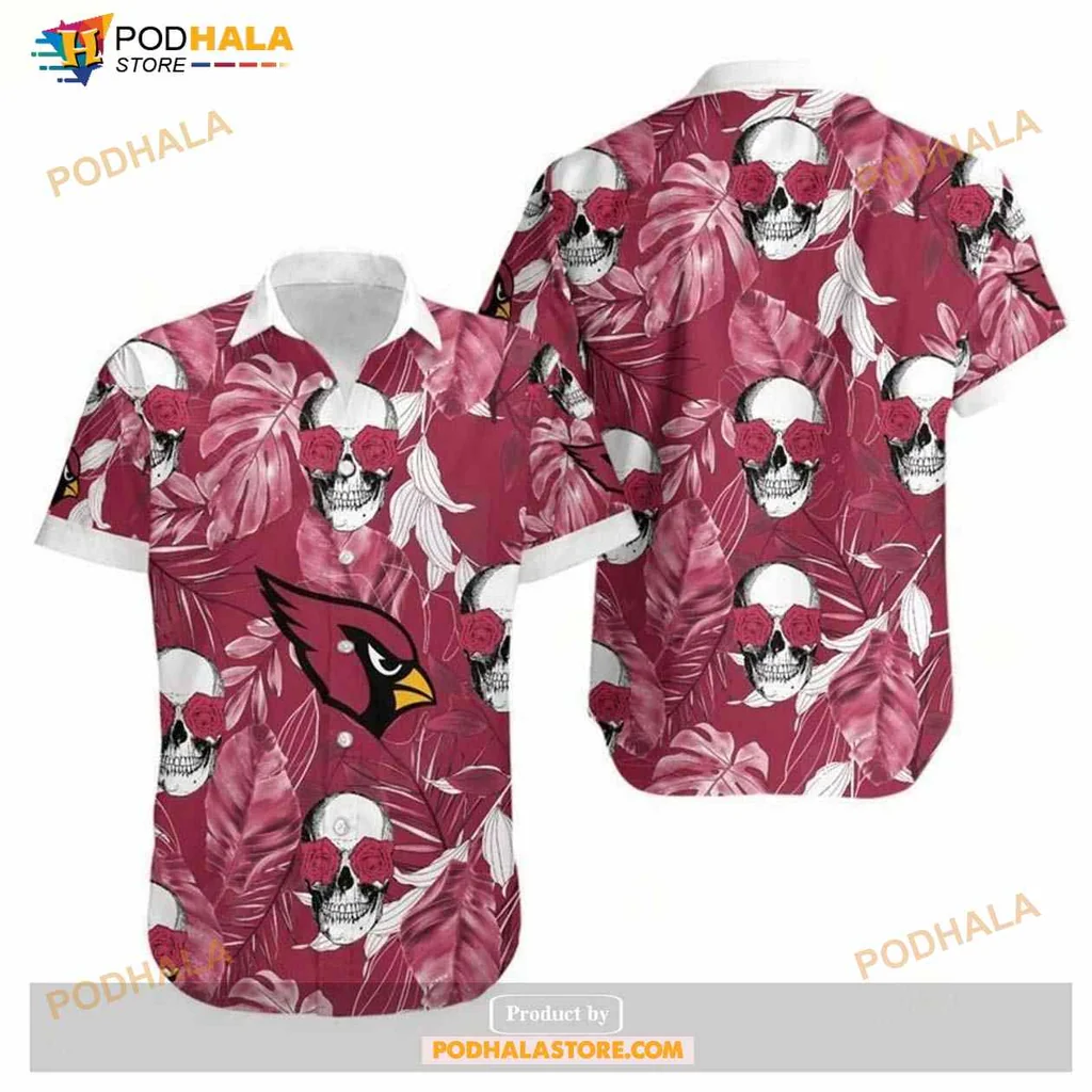 Arizona Cardinals Coconut Leaves Hawaiian Shirt With Skull Design