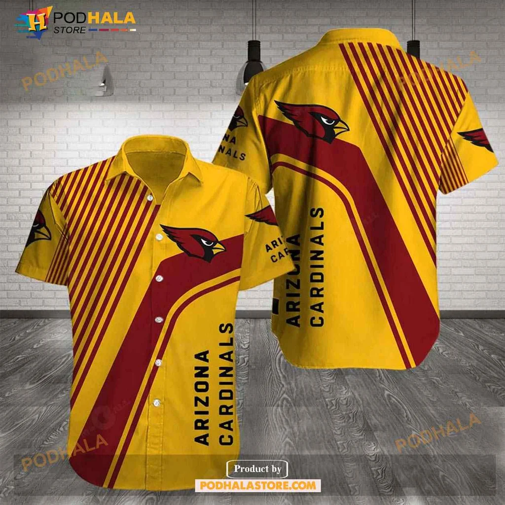 Arizona Cardinals Fan Hawaiian Shirt, Bold Yellow And Red Design