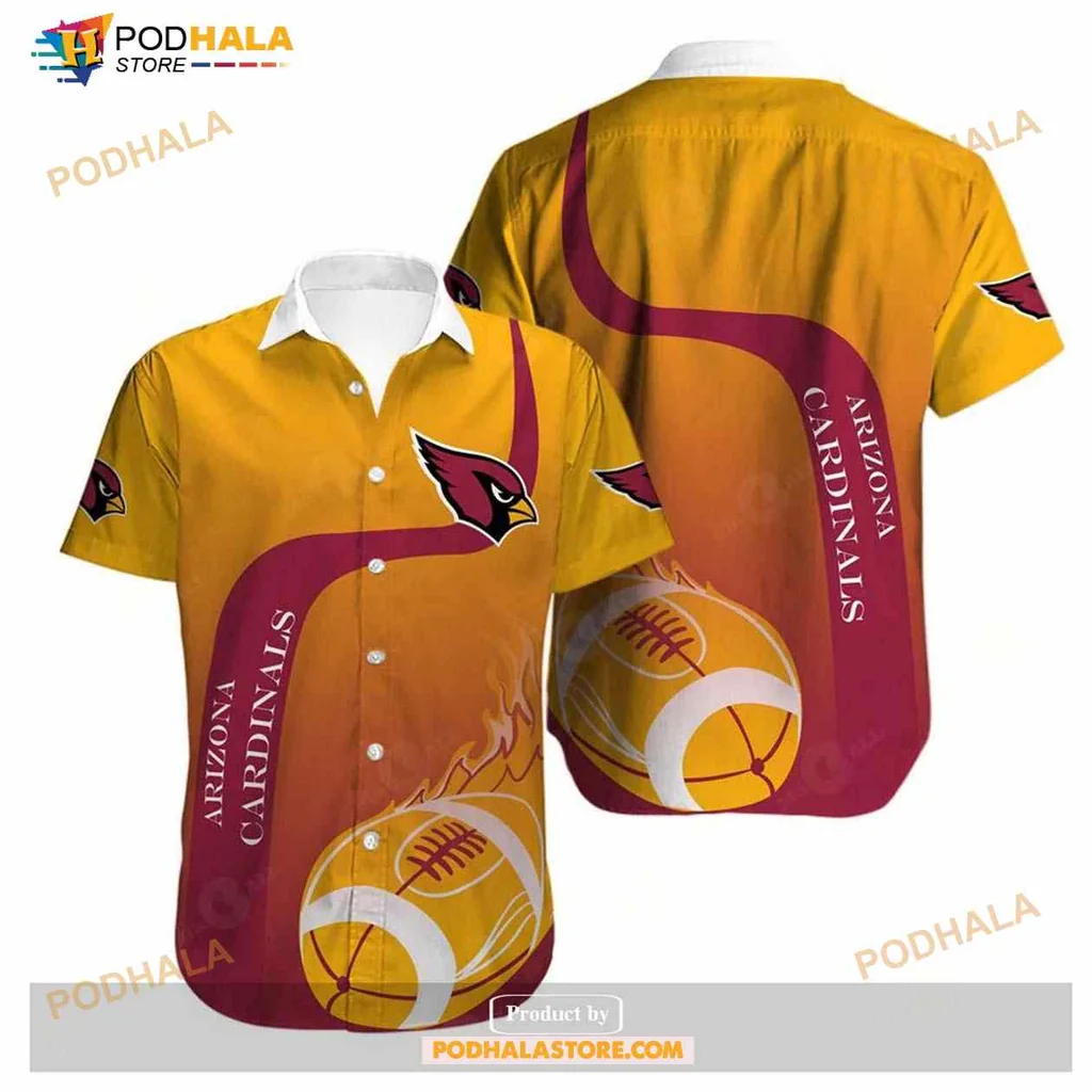Arizona Cardinals Flame Hawaiian Shirt With Football Graphic