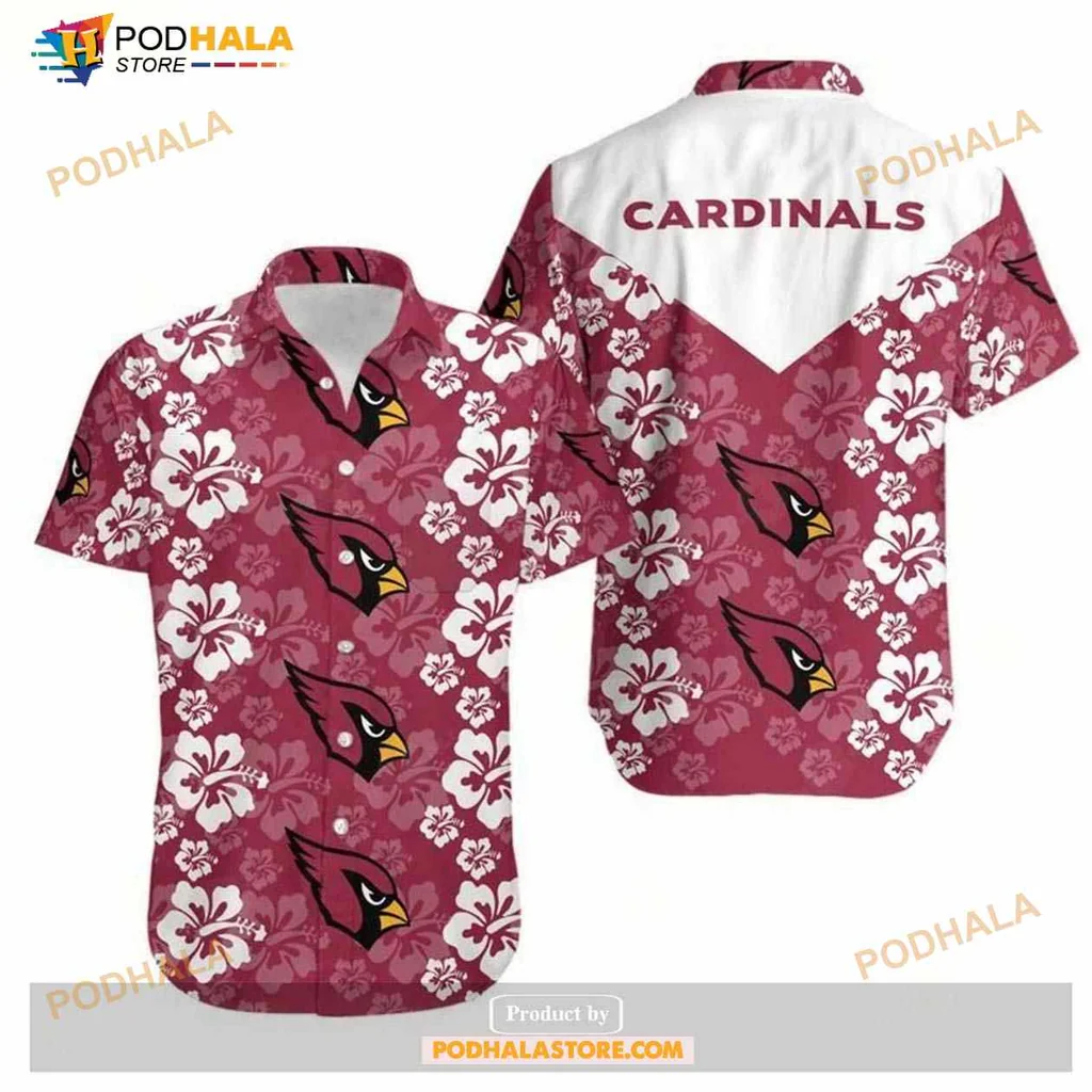 Arizona Cardinals Floral Hawaiian Shirt With Hibiscus Design