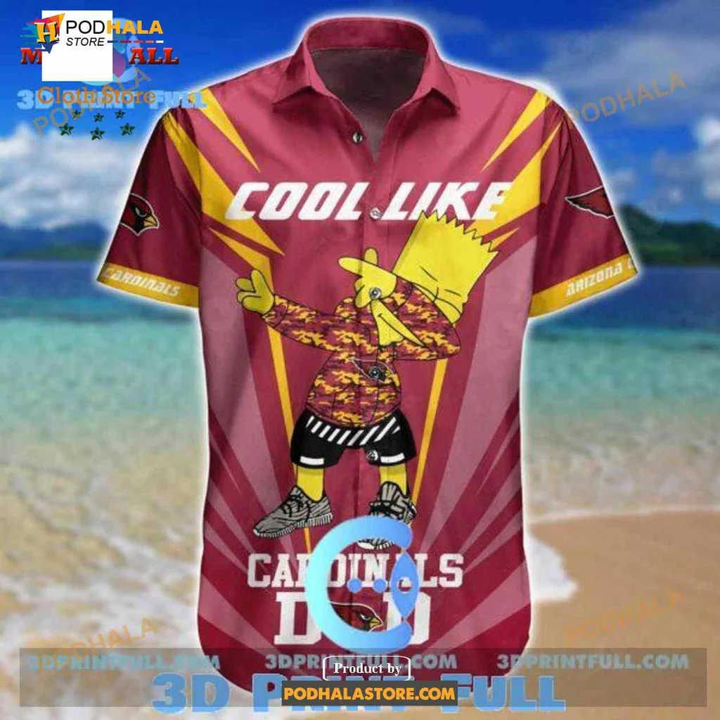 Arizona Cardinals Funny Hawaiian Shirt Featuring Cool Cartoon Character