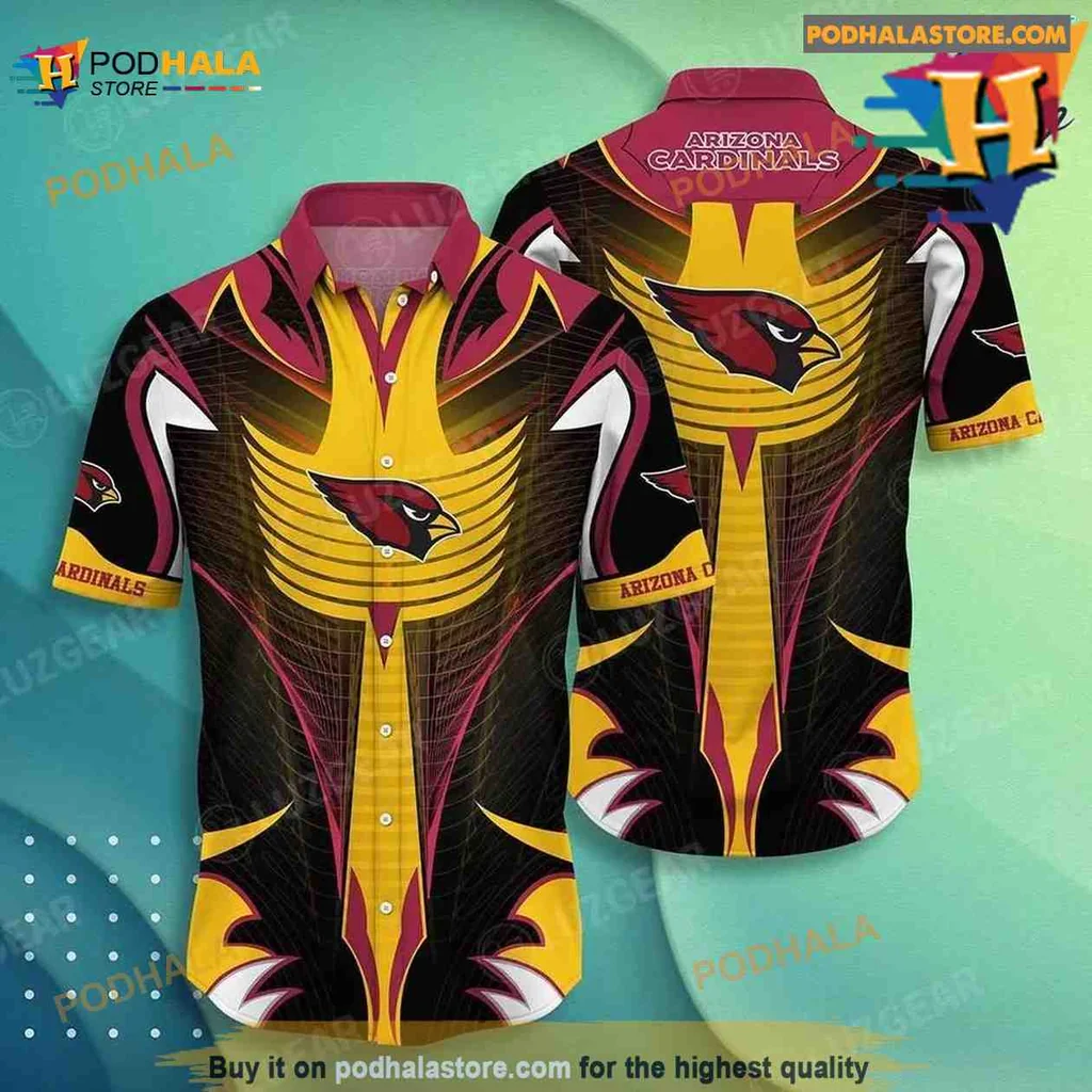 Arizona Cardinals Hawaiian Shirt Featuring Bold Logo And Geometric Patterns