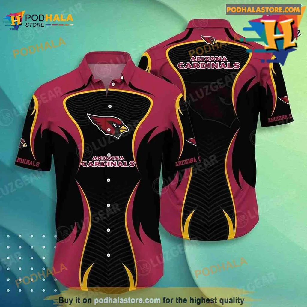 Arizona Cardinals Hawaiian Shirt, Vibrant Cardinal Red And Black Design