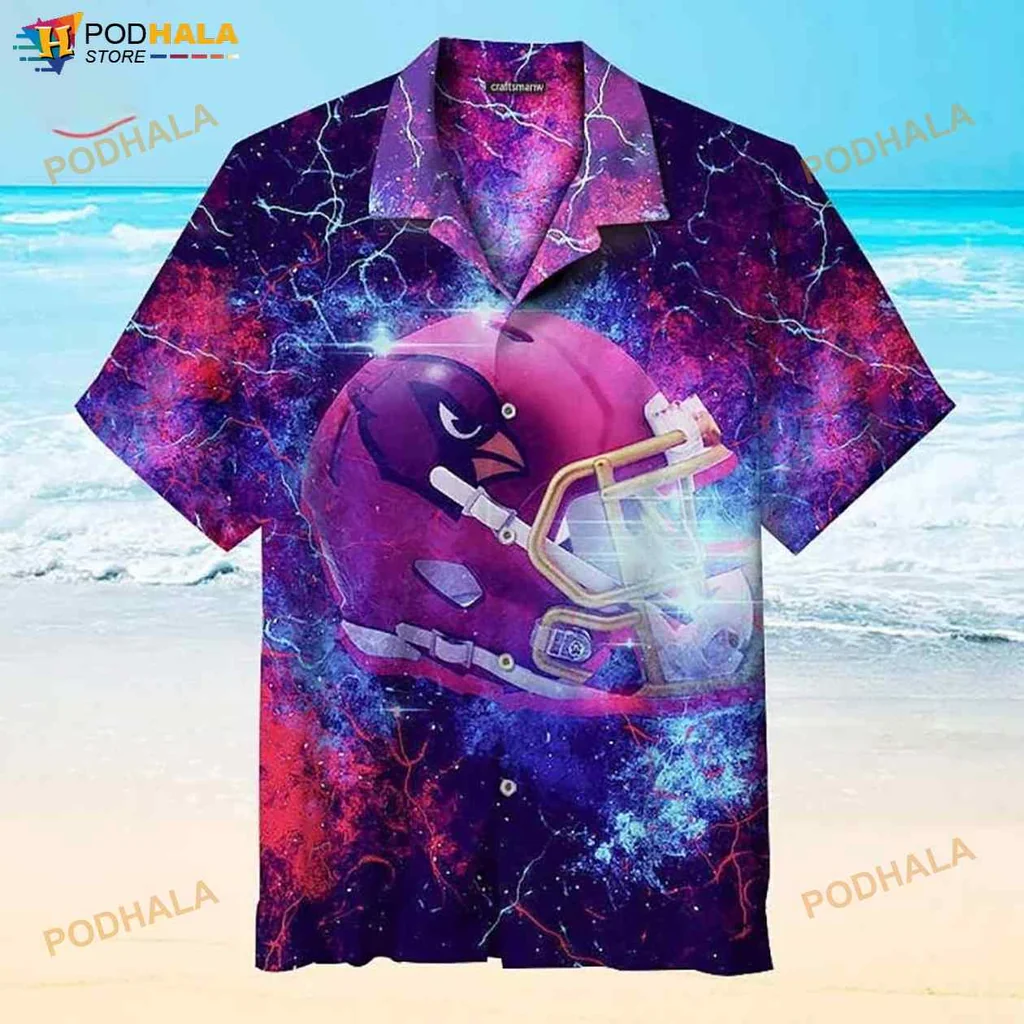 Arizona Cardinals Hawaiian Shirt With Bold Football Helmet Design
