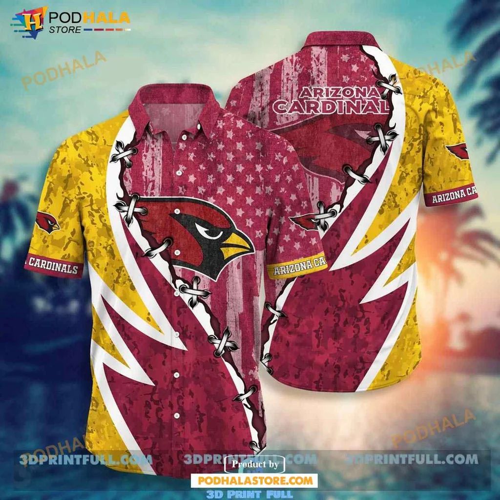 Arizona Cardinals Hawaiian Shirt With Bold Logo And Lightning Design