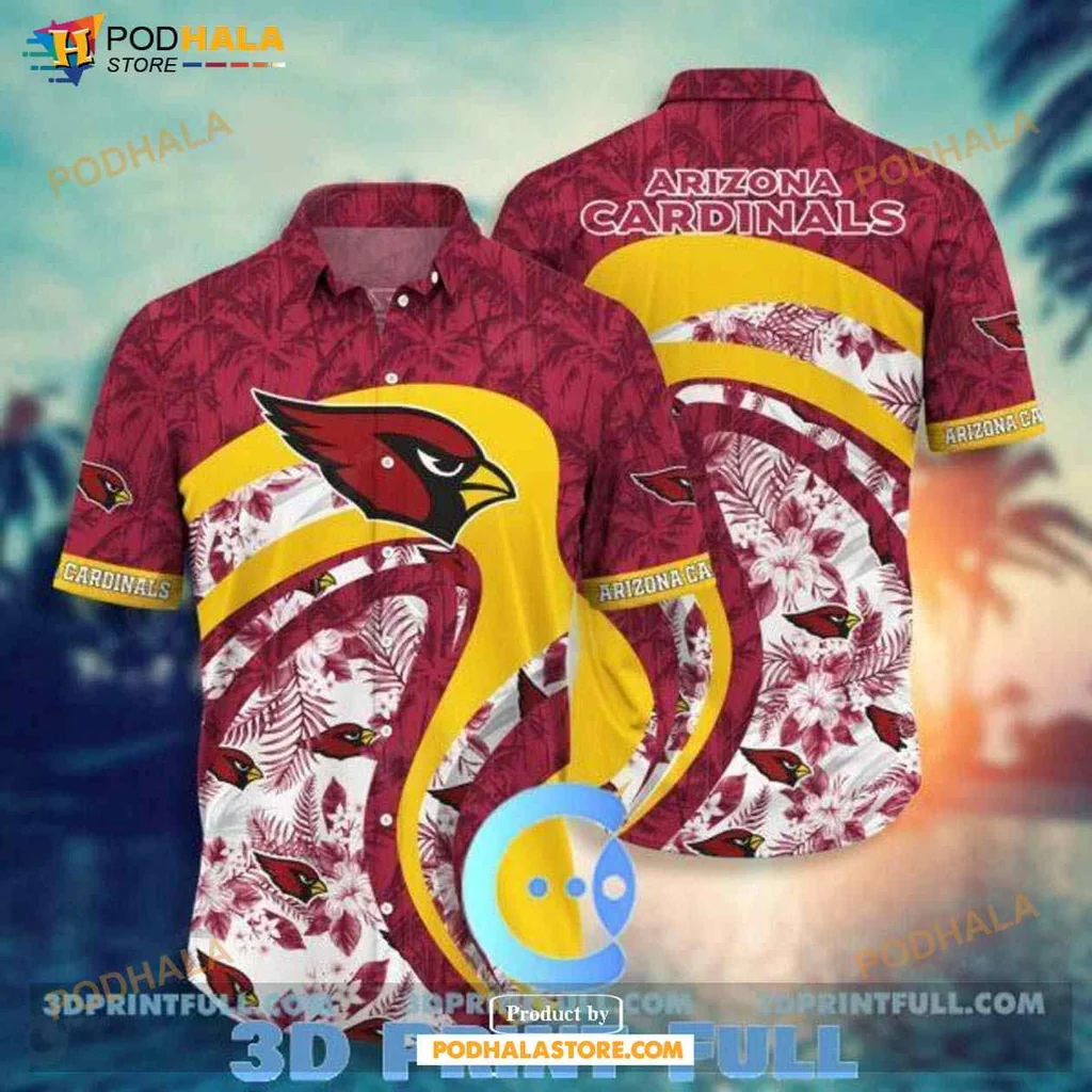 Arizona Cardinals Hawaiian Shirt With Bold Logo And Tropical Design