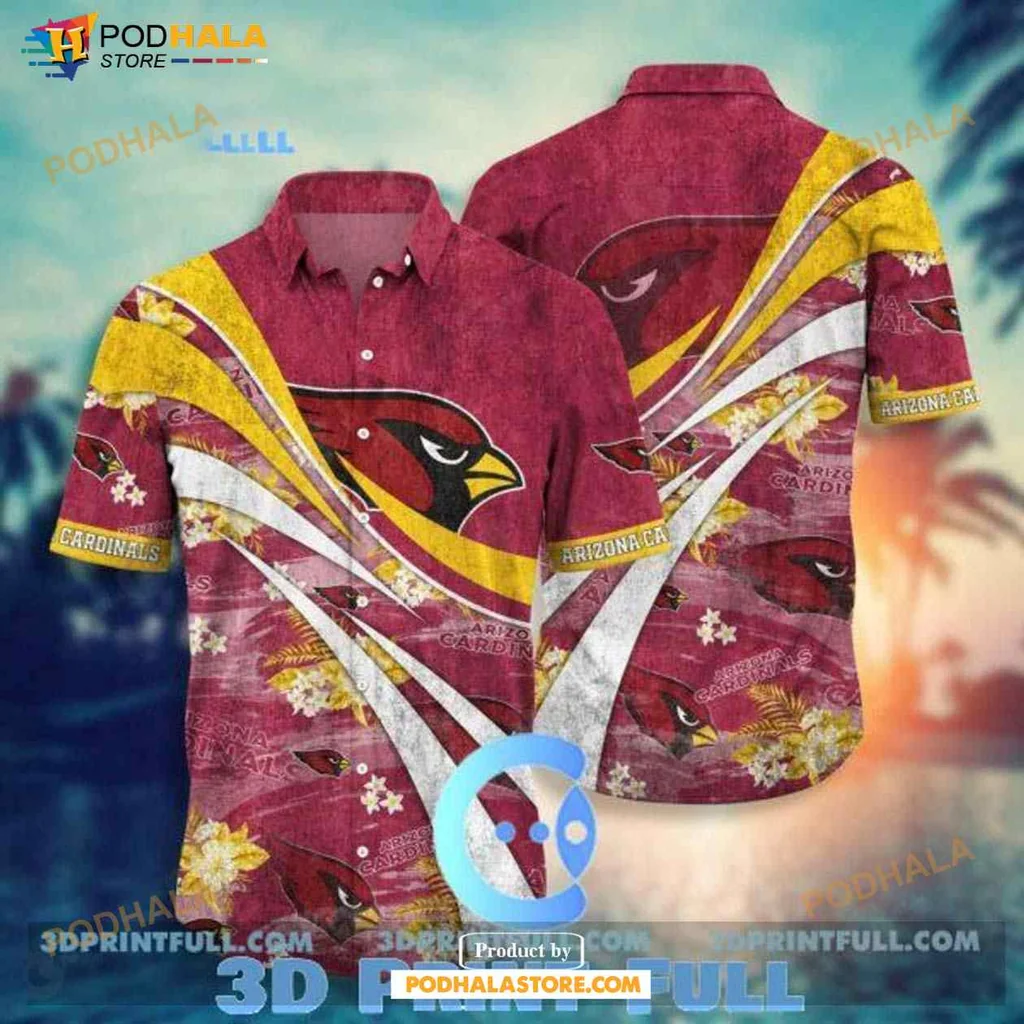 Arizona Cardinals Hawaiian Shirt With Bold Logo And Tropical Floral Design