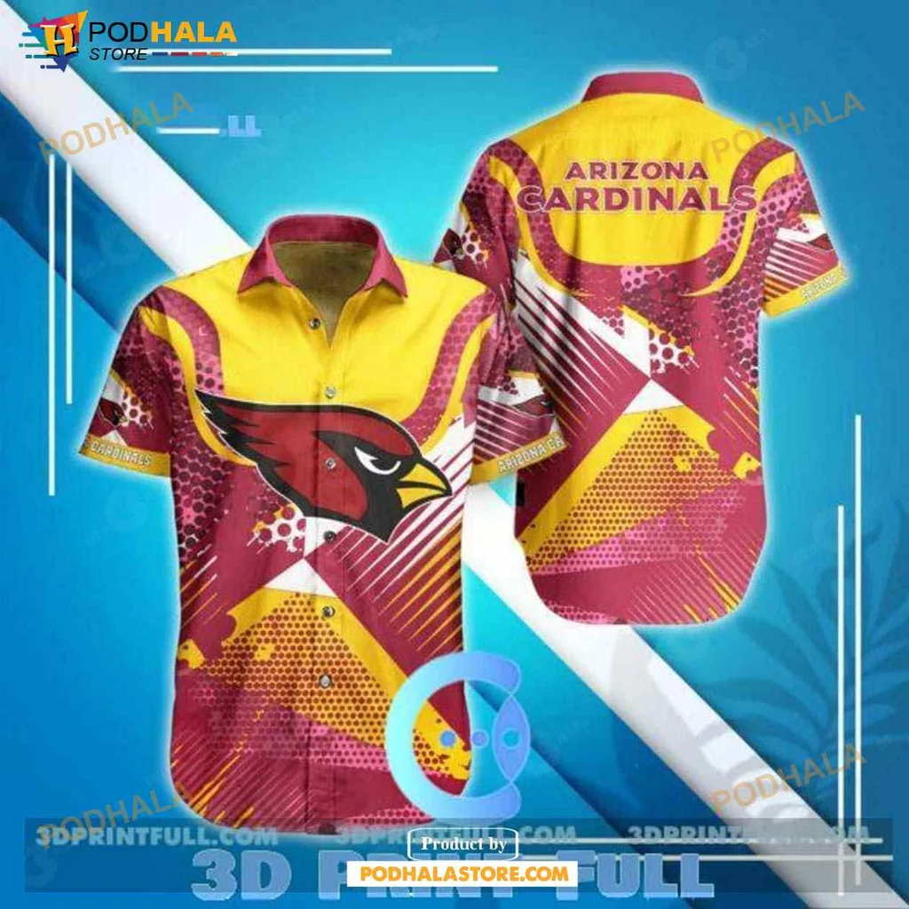 Arizona Cardinals Hawaiian Shirt With Bold Red And Yellow Design