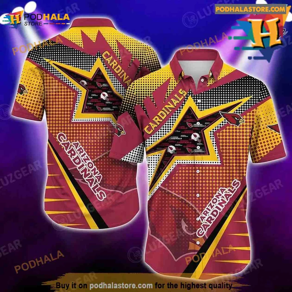 Arizona Cardinals Hawaiian Shirt With Bold Star Design For Football Fans