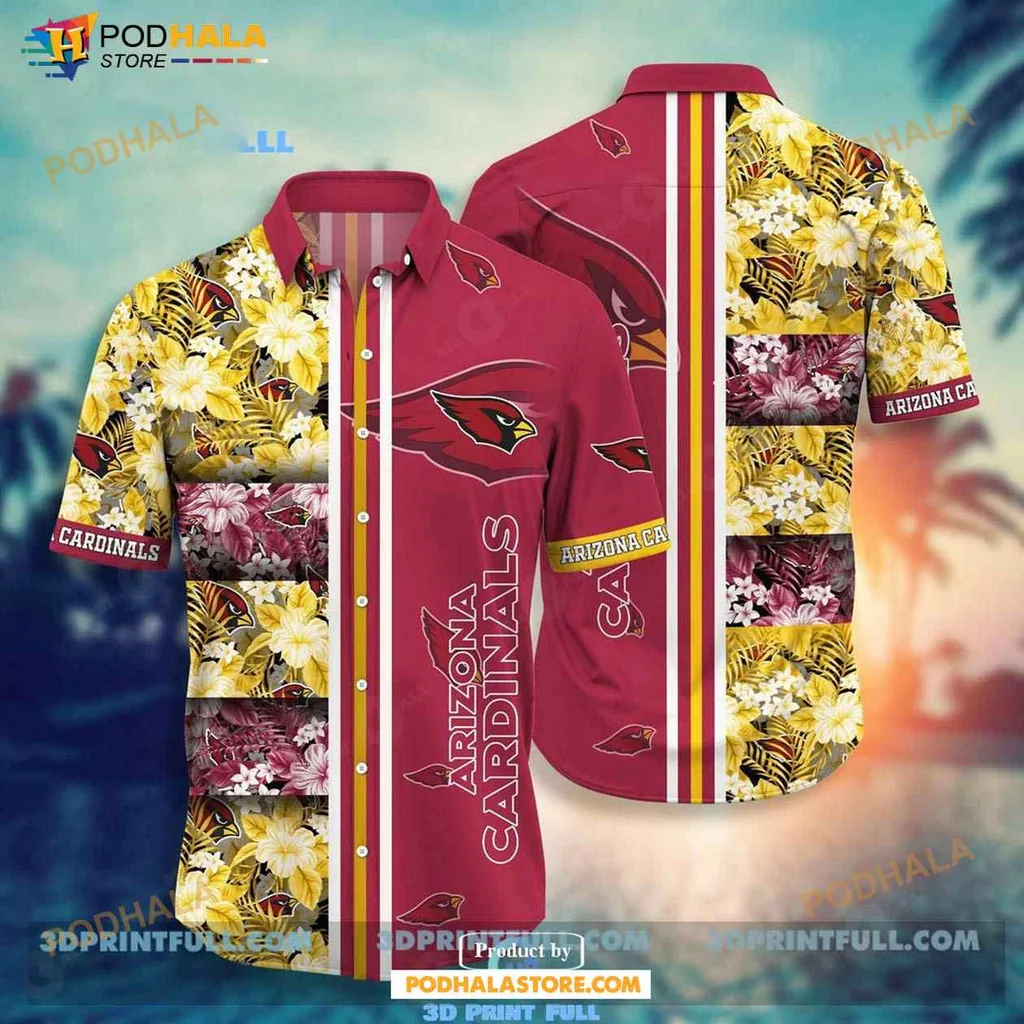 Arizona Cardinals Hawaiian Shirt With Floral Patterns And Team Logo