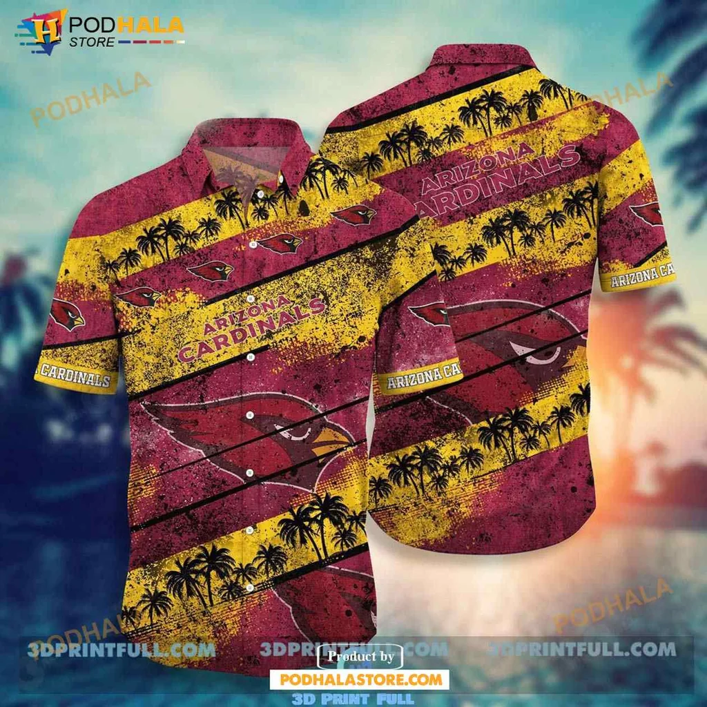 Arizona Cardinals Hawaiian Shirt With Tropical Design And Logo