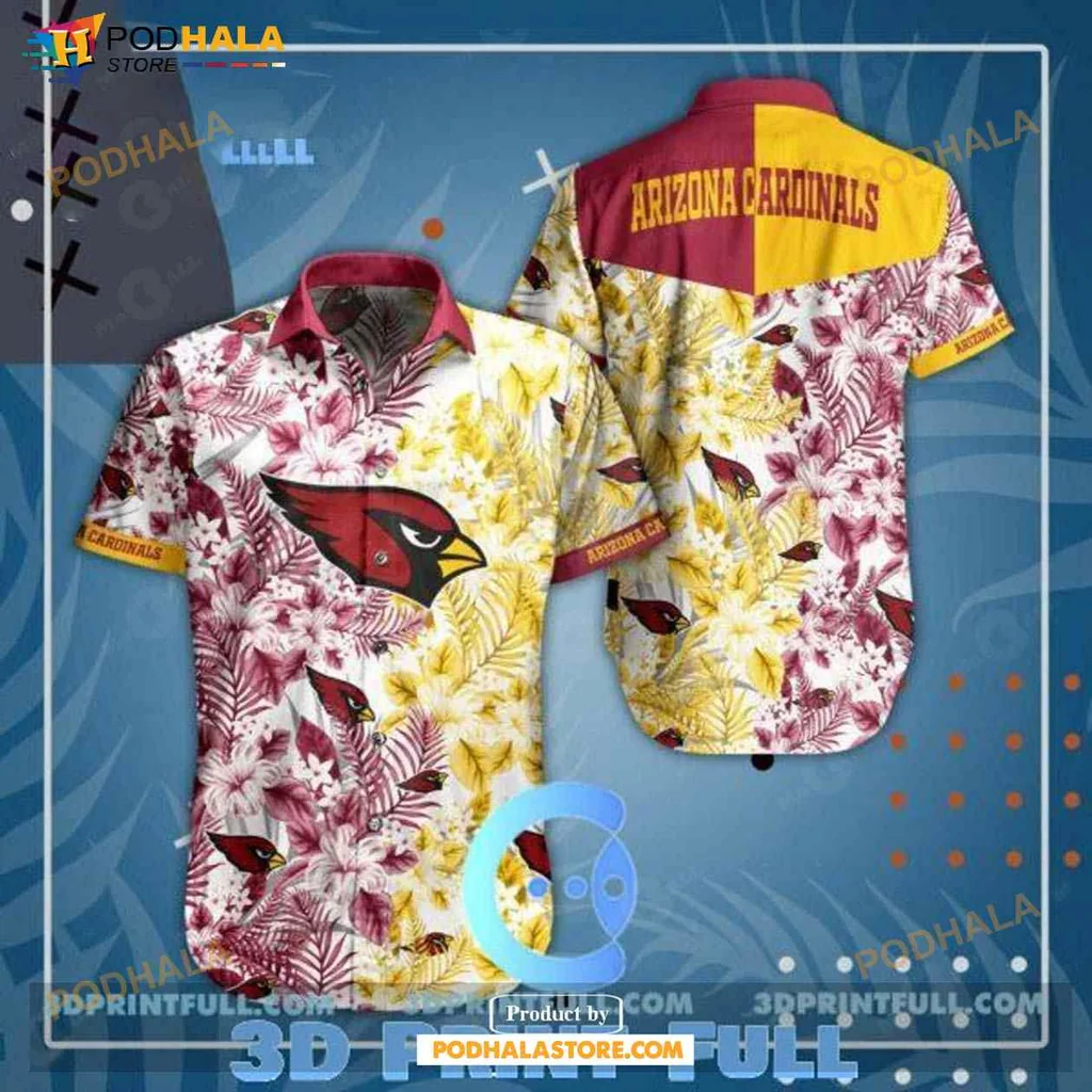 Arizona Cardinals Hawaiian Shirt With Tropical Floral Design