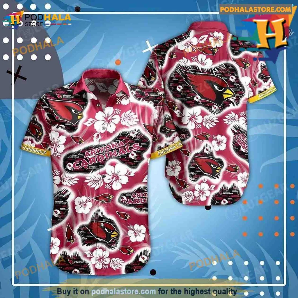 Arizona Cardinals Hawaiian Shirt With Tropical Hibiscus Design