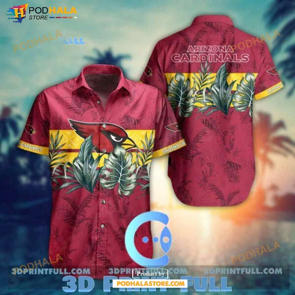 Arizona Cardinals Hawaiian Shirt With Tropical Leaves Design