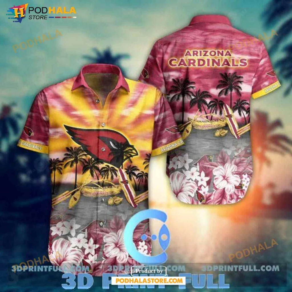 Arizona Cardinals Hawaiian Shirt With Tropical Sunset Design
