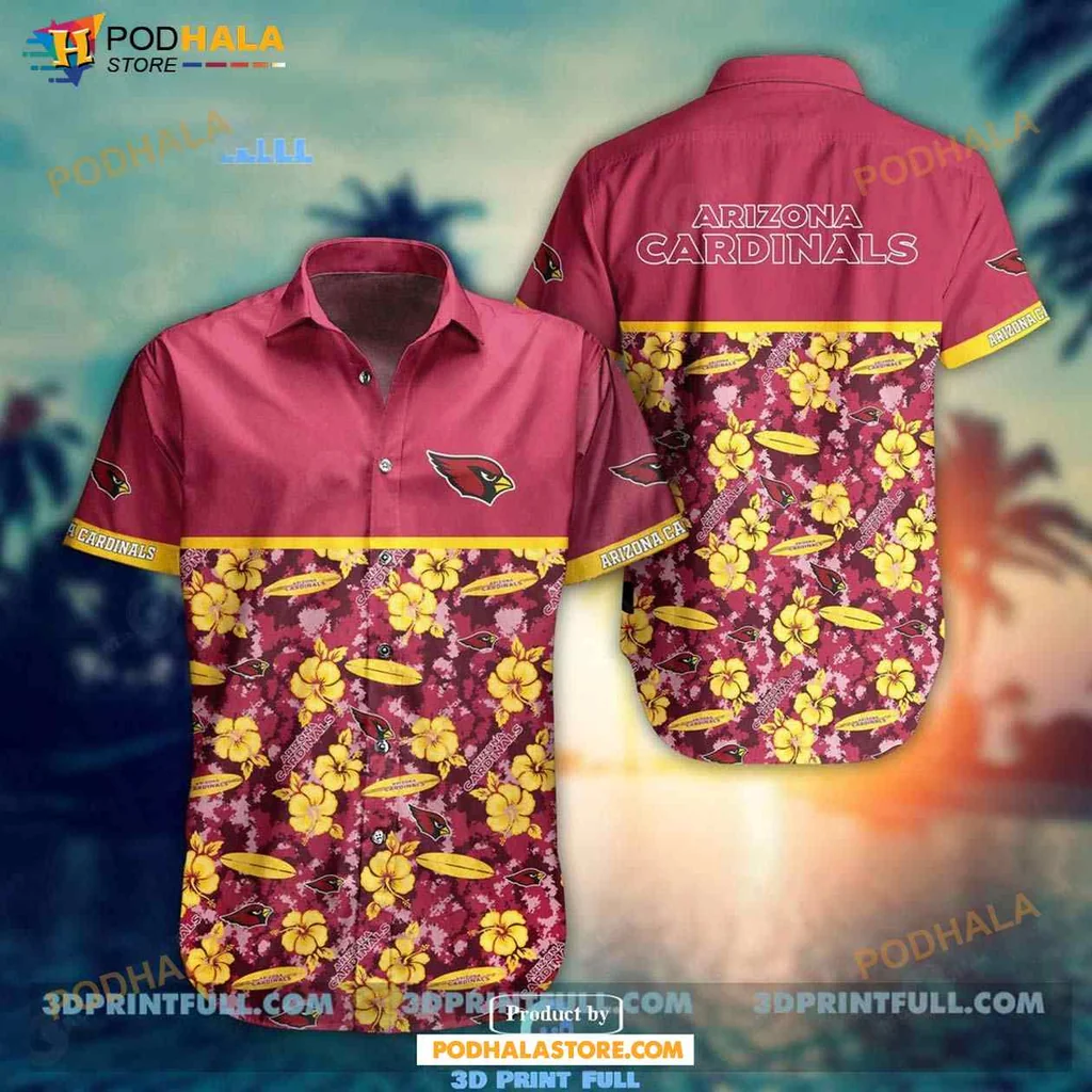 Arizona Cardinals Hawaiian Shirt With Vibrant Hibiscus Flowers