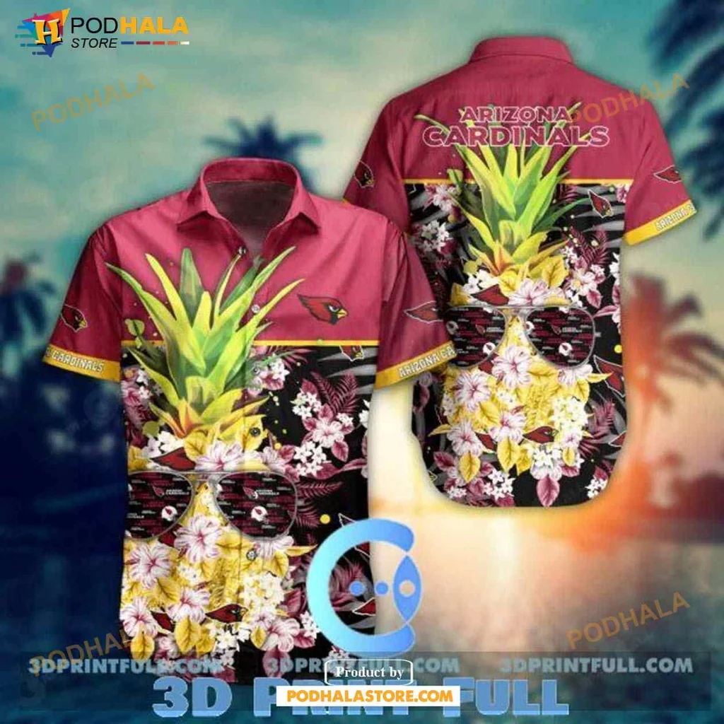 Arizona Cardinals Pineapple Hawaiian Shirt With Tropical Floral Design