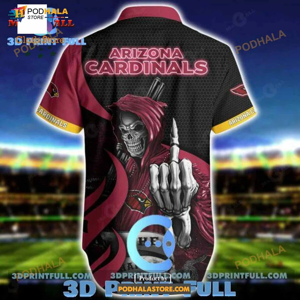 Arizona Cardinals Skeleton Hawaiian Shirt, Funny Red Cloak Design For Fans