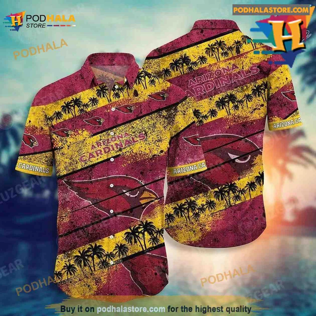 Arizona Cardinals Tropical Aloha Shirt With Vibrant Palm Tree Design