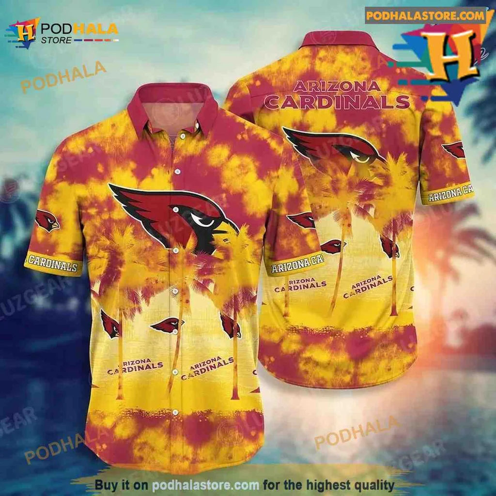 Arizona Cardinals Tropical Hawaiian Shirt With Bold Tie Dye Design