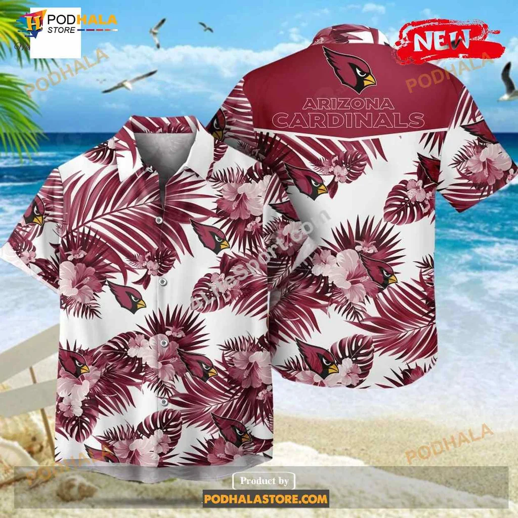 Arizona Cardinals Tropical Hawaiian Shirt With Palm Leaves Design