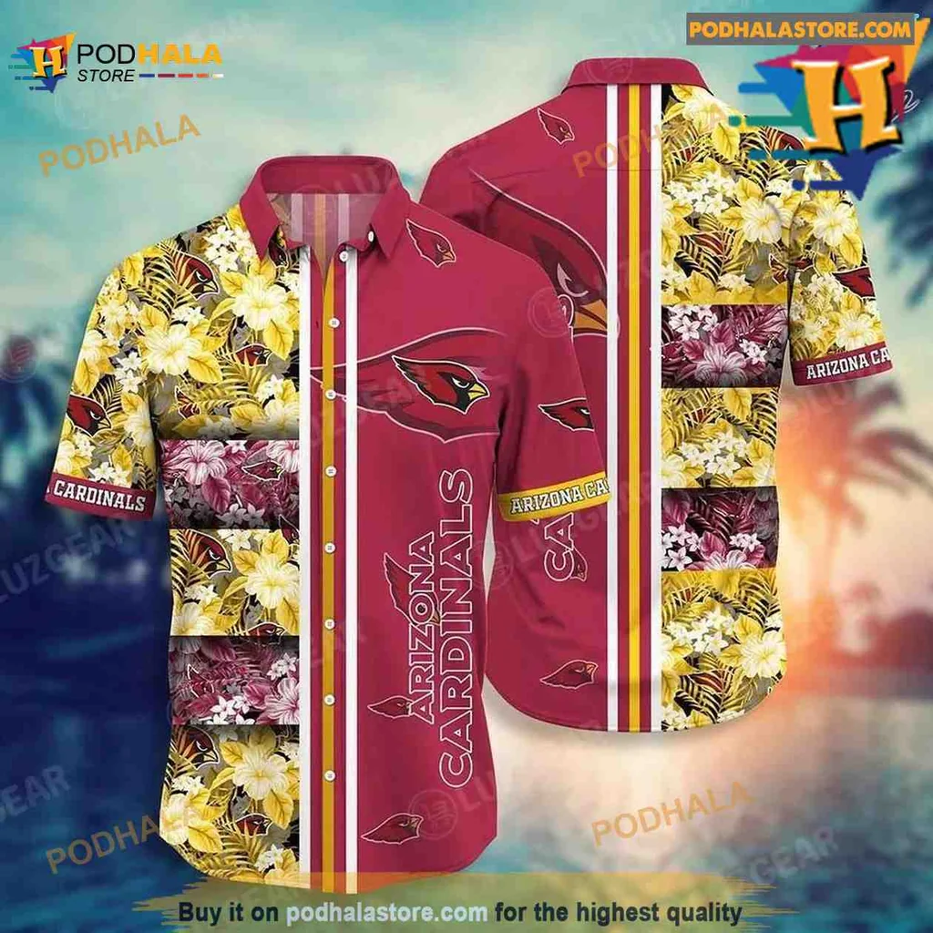 Arizona Cardinals Tropical Shirt With Floral Patterns And Team Logo