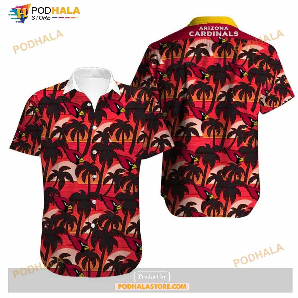 Arizona Cardinals Tropical Shirt With Palm Trees And Sunset Design