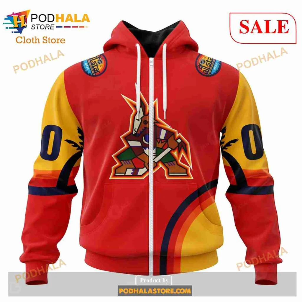 Arizona Coyotes All Over Print Hoodie With Vibrant Coyote Graphic And Florida Sunset Arizona Coyotes All Over Print Hoodie With Vibrant Coyote Graphic And Florida Sunset