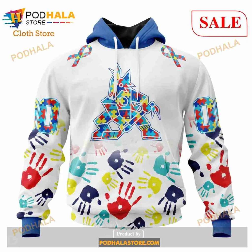 Arizona Coyotes Autism Awareness Hoodie With Colorful Coyote Design