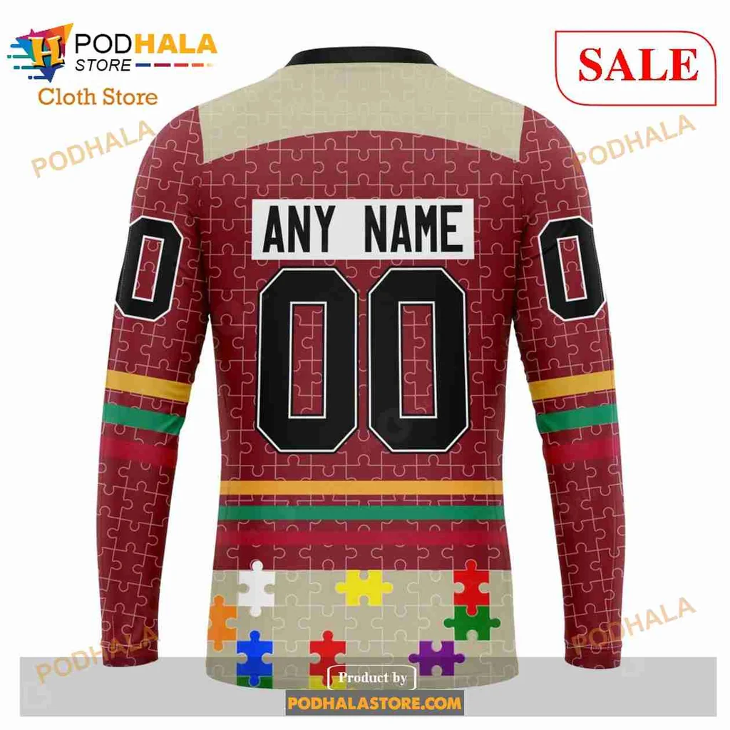 Arizona Coyotes Autism Awareness Hoodie With Fierce Coyote Design - Product View 5 Arizona Coyotes Autism Awareness Hoodie With Fierce Coyote Design - Product View 5