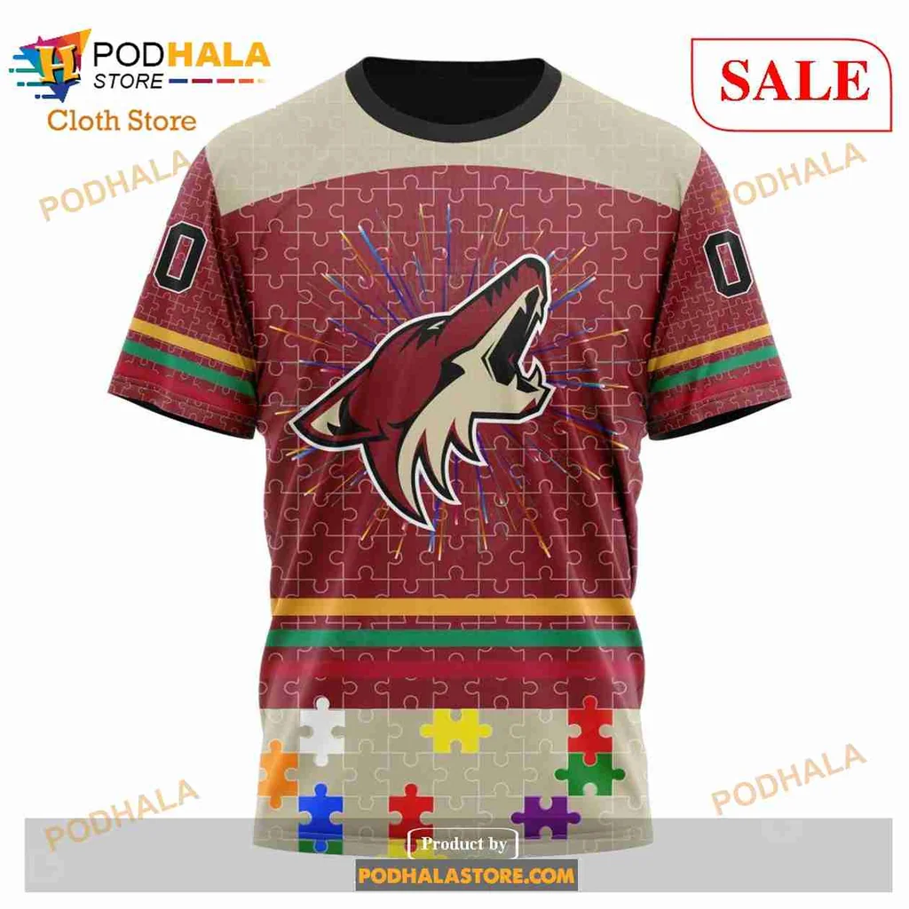 Arizona Coyotes Autism Awareness Hoodie With Fierce Coyote Design - Product View 6 Arizona Coyotes Autism Awareness Hoodie With Fierce Coyote Design - Product View 6