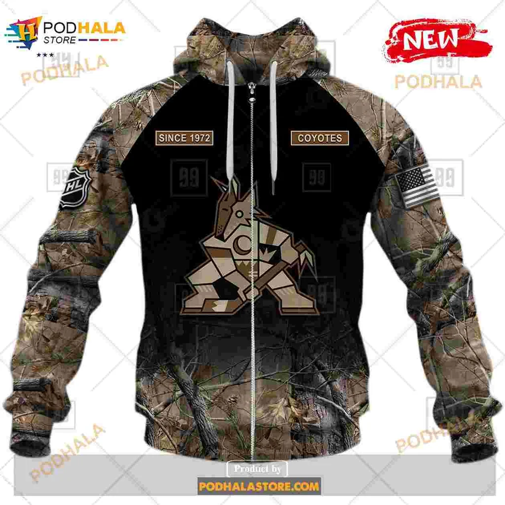 Arizona Coyotes Camouflage 3d Hoodie With Custom Name And Number - Product View 5 Arizona Coyotes Camouflage 3d Hoodie With Custom Name And Number - Product View 5