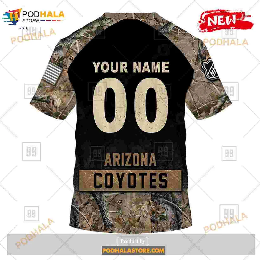 Arizona Coyotes Camouflage 3d Hoodie With Custom Name And Number - Product View 7 Arizona Coyotes Camouflage 3d Hoodie With Custom Name And Number - Product View 7