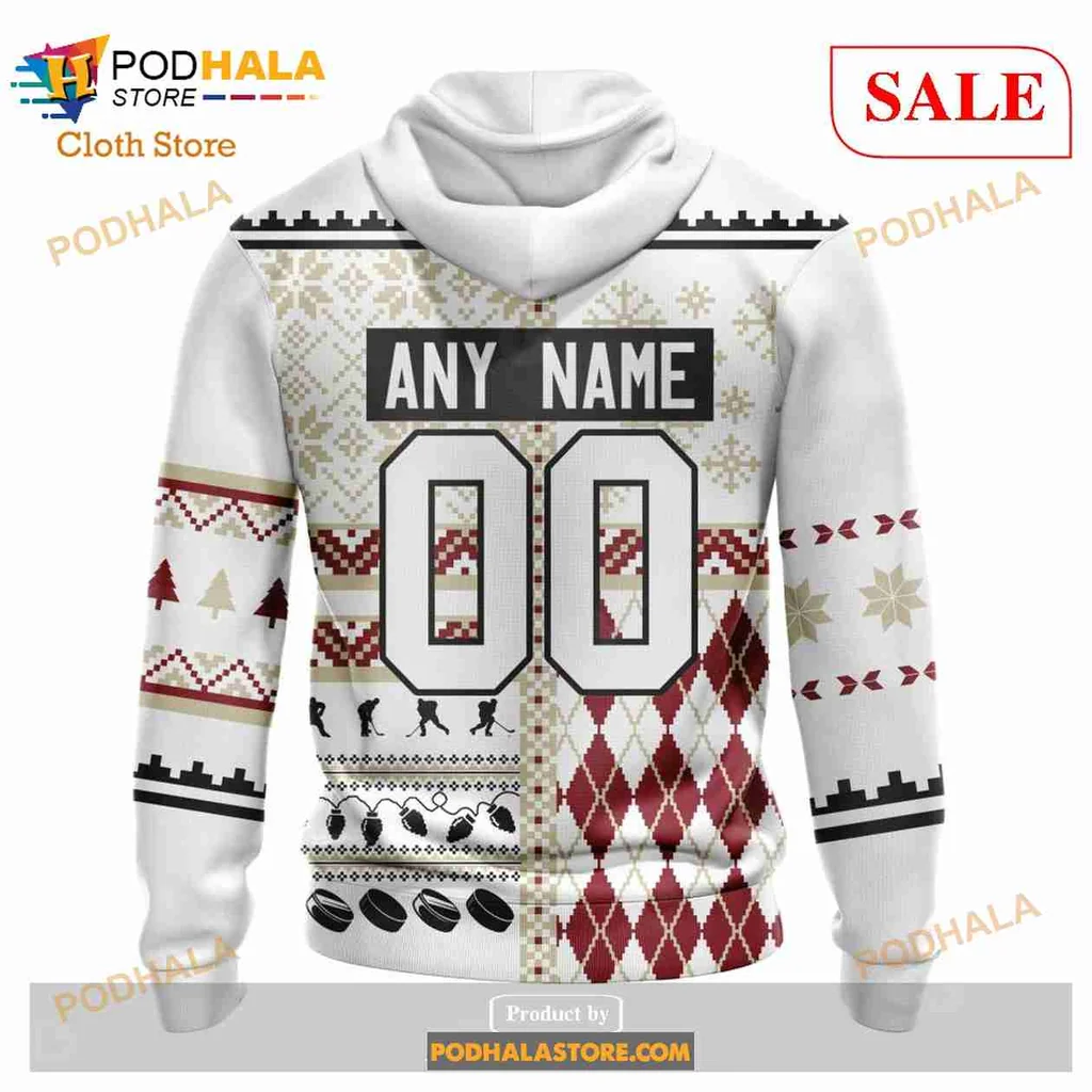 Arizona Coyotes Christmas Hoodie With Festive Design And Logo - View 2 Arizona Coyotes Christmas Hoodie With Festive Design And Logo - View 2