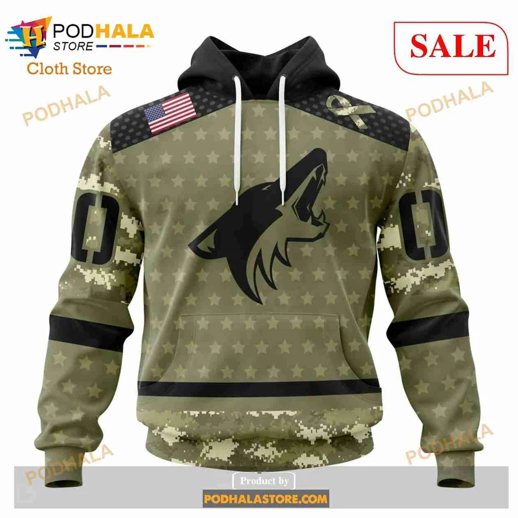 Arizona Coyotes Military Appreciation Hoodie With Camo Design
